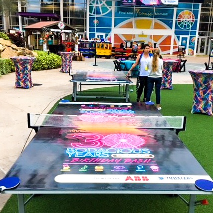 Branded ping shop pong table